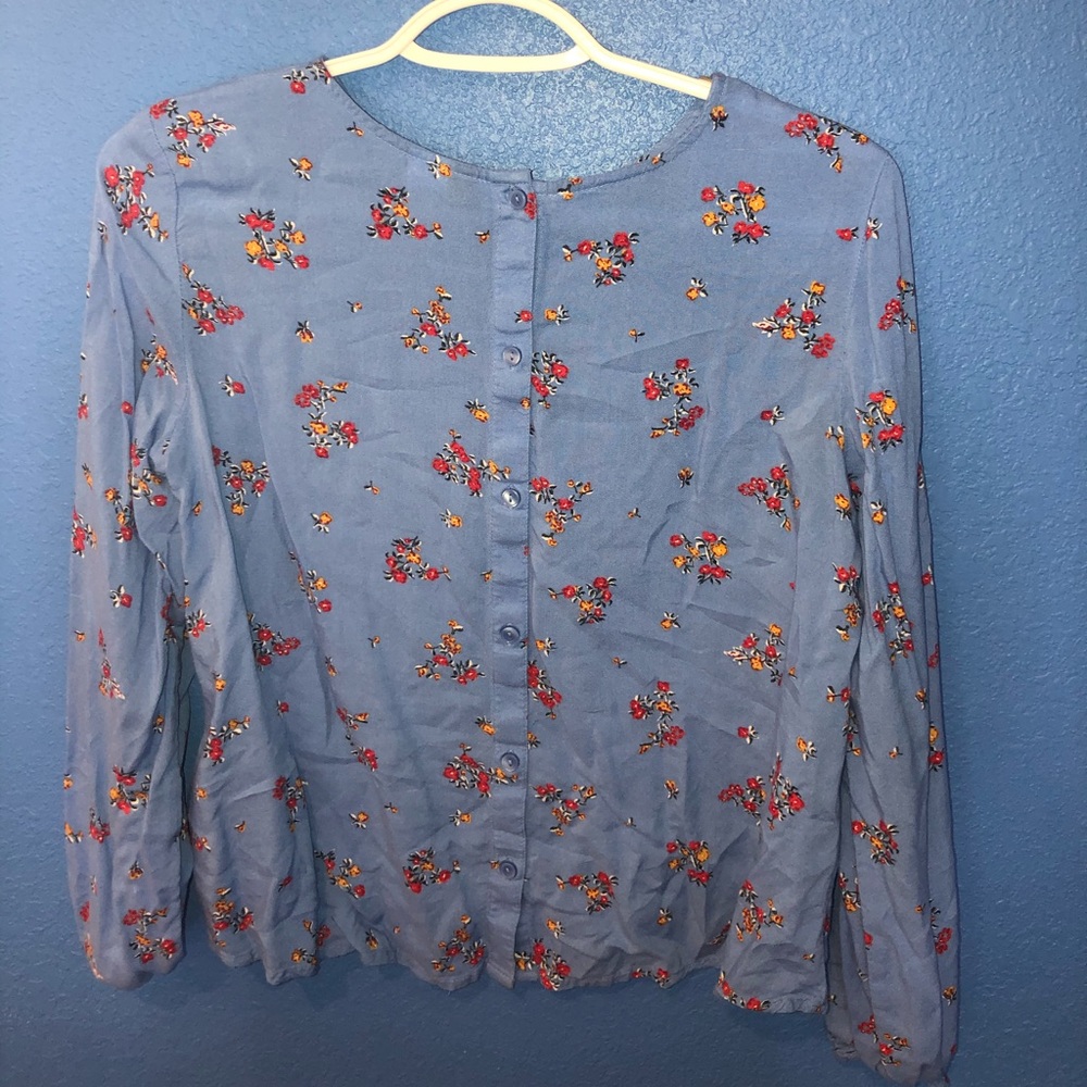 Blue floral blouse(size: small)